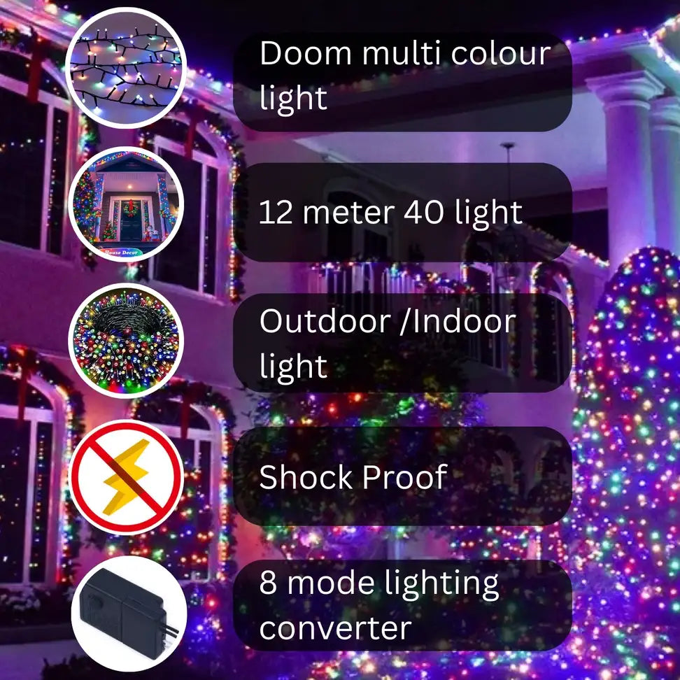 Refulgix 40 LEDs 12 m Multicolor Steady String Rice Lights (Pack of 10)