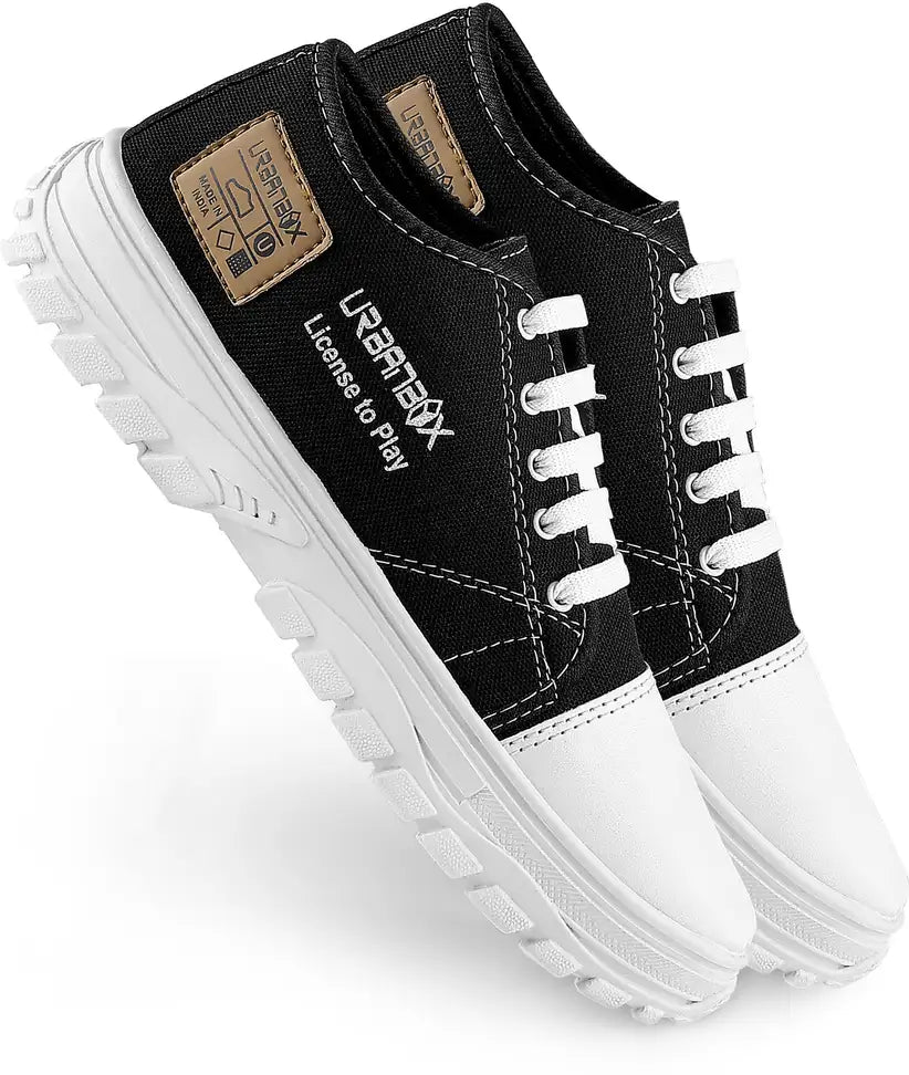 Trendy Casual Sneakers Sneakers For Men (Black, White