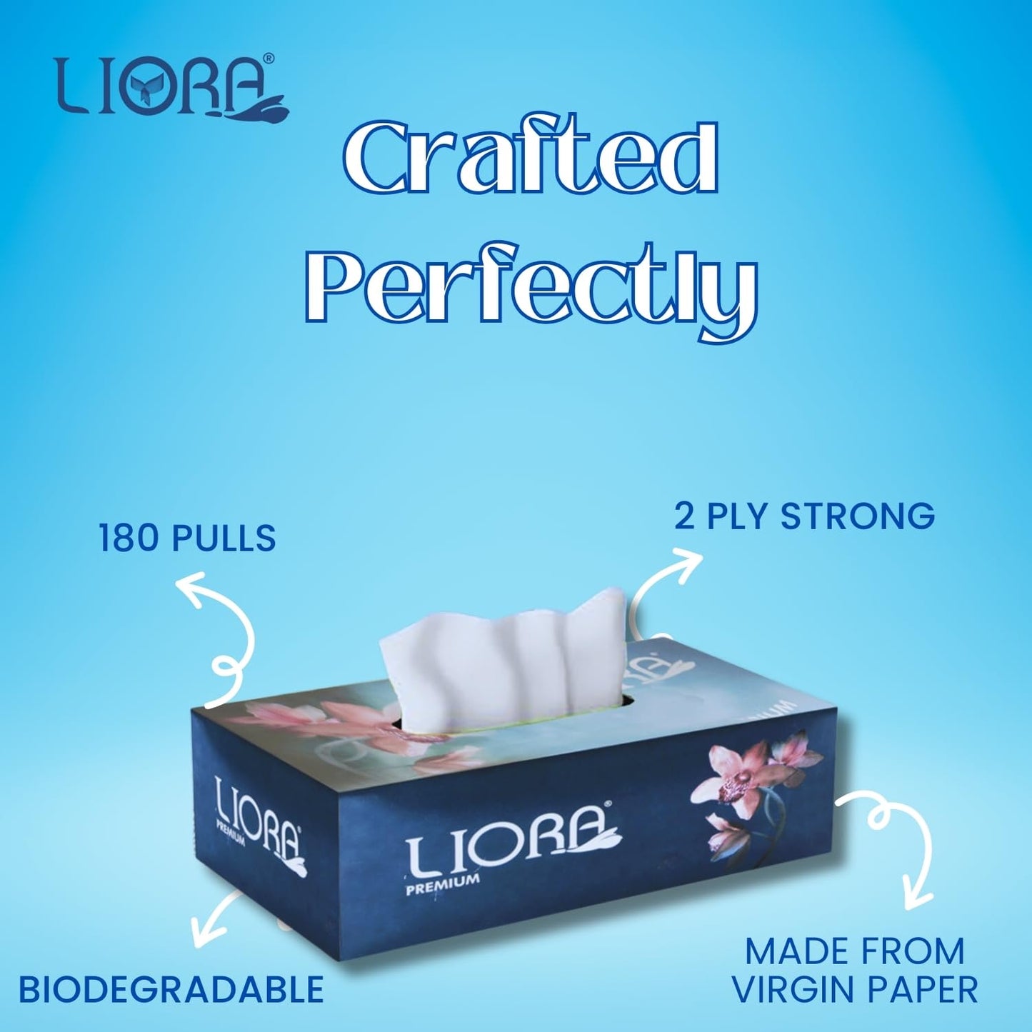 Liora 2 ply Soft Facial Tissue Paper Box Pack of 5, Soft Face Wipes Tissue for Wiping Oily Skin4x100 PullsMakeup Remove, Facial Wipes for face cleaning