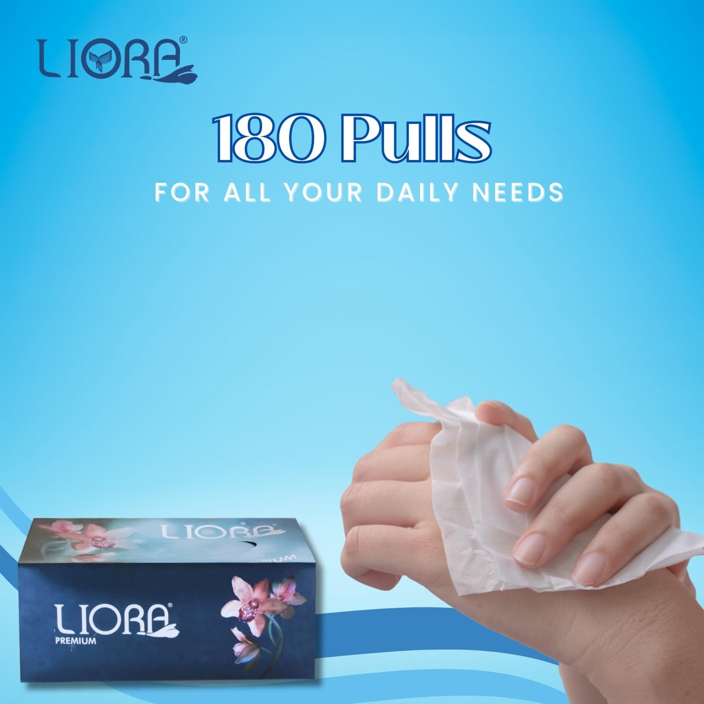 Liora 2 ply Soft Facial Tissue Paper Box Pack of 5, Soft Face Wipes Tissue for Wiping Oily Skin4x100 PullsMakeup Remove, Facial Wipes for face cleaning