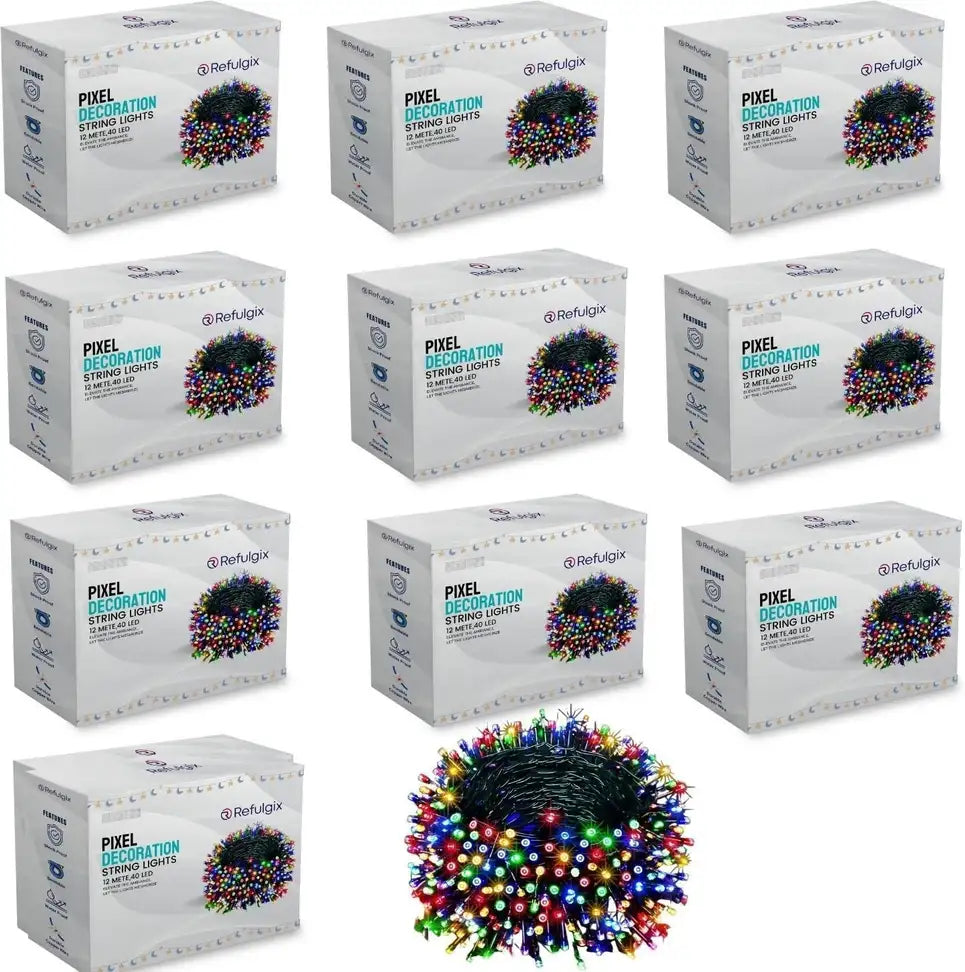 Refulgix 40 LEDs 12 m Multicolor Steady String Rice Lights (Pack of 10)