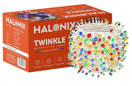 Halonix Twinkle 32 Feet Multicolor 46 LED Decorative Light | Diwali Lights for Decoration for Home | Fairy Light | Festival Light | Curtain Light for Decoration | String Light for Diwali | Pack of 2