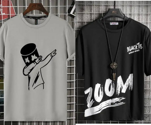 Printed Men Black, White T-Shirt